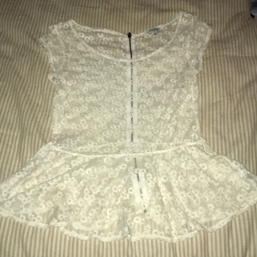 Sheer daisy peplum top